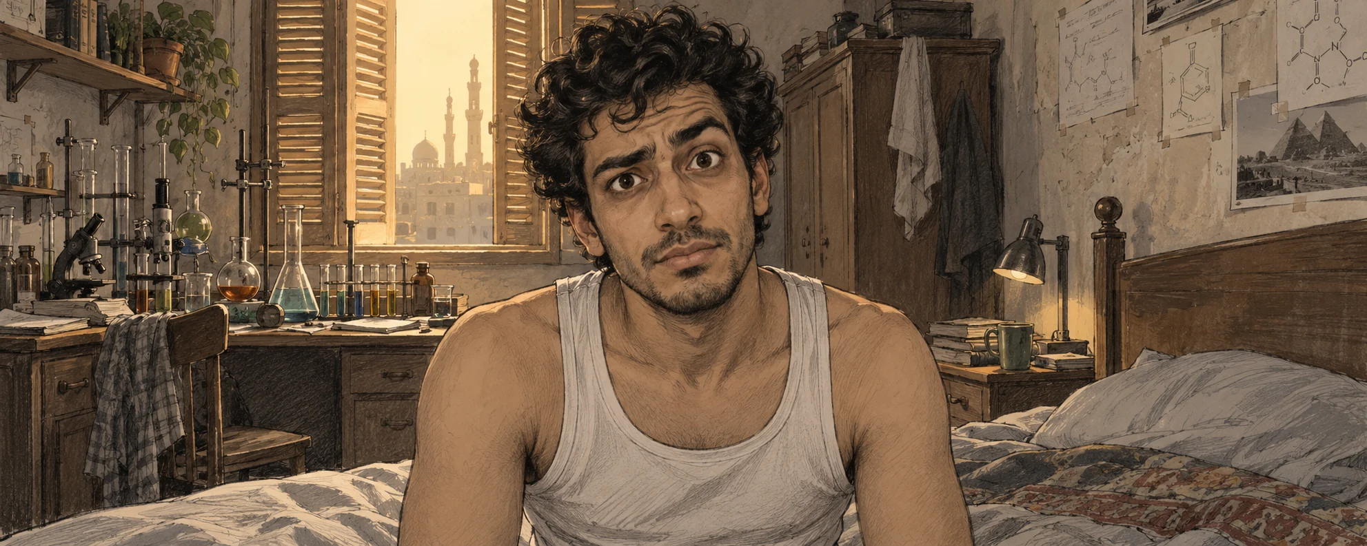 Storyboard 5: the camera turns to reveal a confused young man